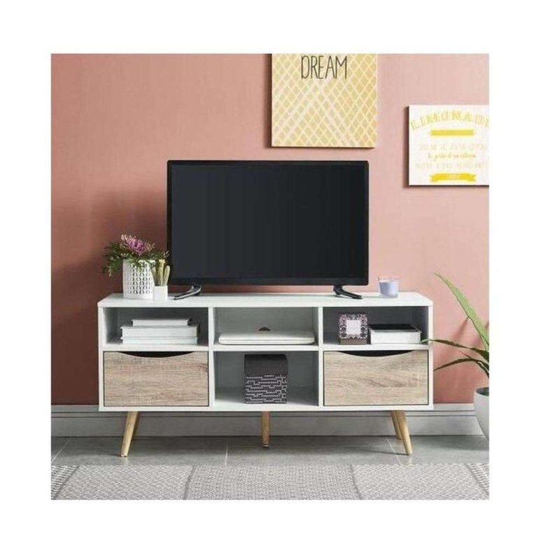 Monteno meuble tv contemporain blanc chêne – l 117 cm