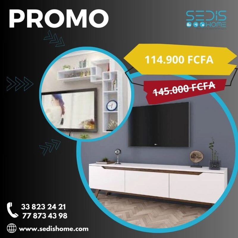 Ensemble Meuble TV 160 cm avec Etageres