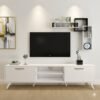 Ensemble Meuble TV blanc 160 cm avec Etageres