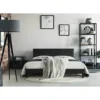 Ara lit avec tête de lit capitonnée et sommier 160x200cm-simili cuir Noir