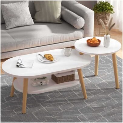 Table Gigogne chêne/blanc