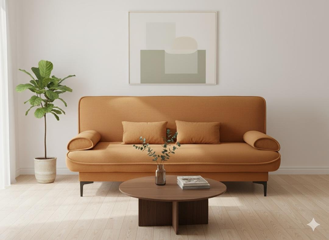 Canapé-lit 3 places Orange brûlé