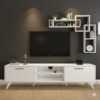 Ensemble Meuble TV blanc 160 cm avec étagères
