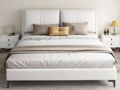Lit capitonné blanc 180/200cm