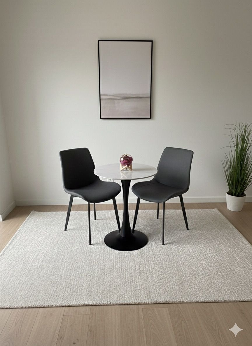 Table à manger ronde avec 2 chaises