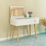 Coiffeuse console blanc avec tabouret