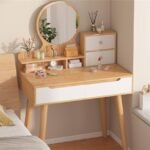 Coiffeuse avec miroir led  beige/blanc