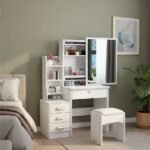 Coiffeuse Avec Miroir Rabattable