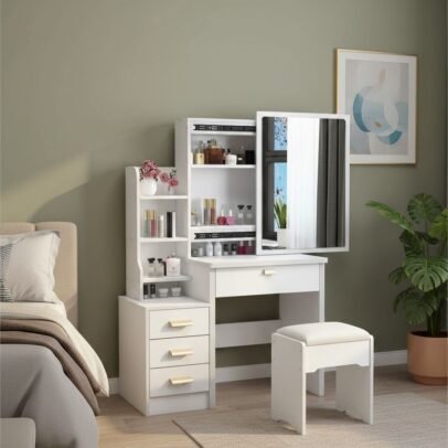 Coiffeuse avec miroir rabattable