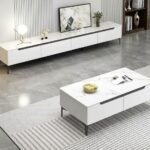 Solène Ensemble Meuble TV et Table basse, Blanc