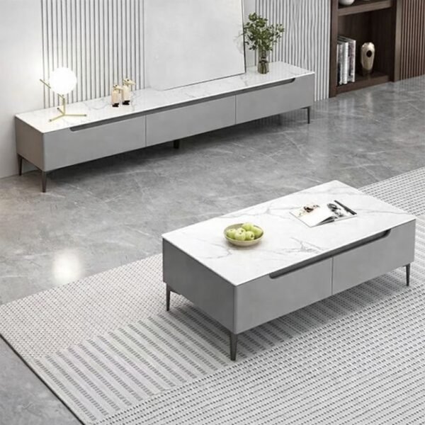 Nova Ensemble Meuble TV et Table Basse, Gris