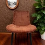Chaise Velours Cognac