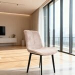Chaise Velours Rose Pâle