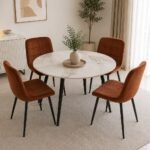 Table à manger ronde avec 4 chaises velours