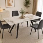 Table à manger rectangulaire avec 4 chaises velours